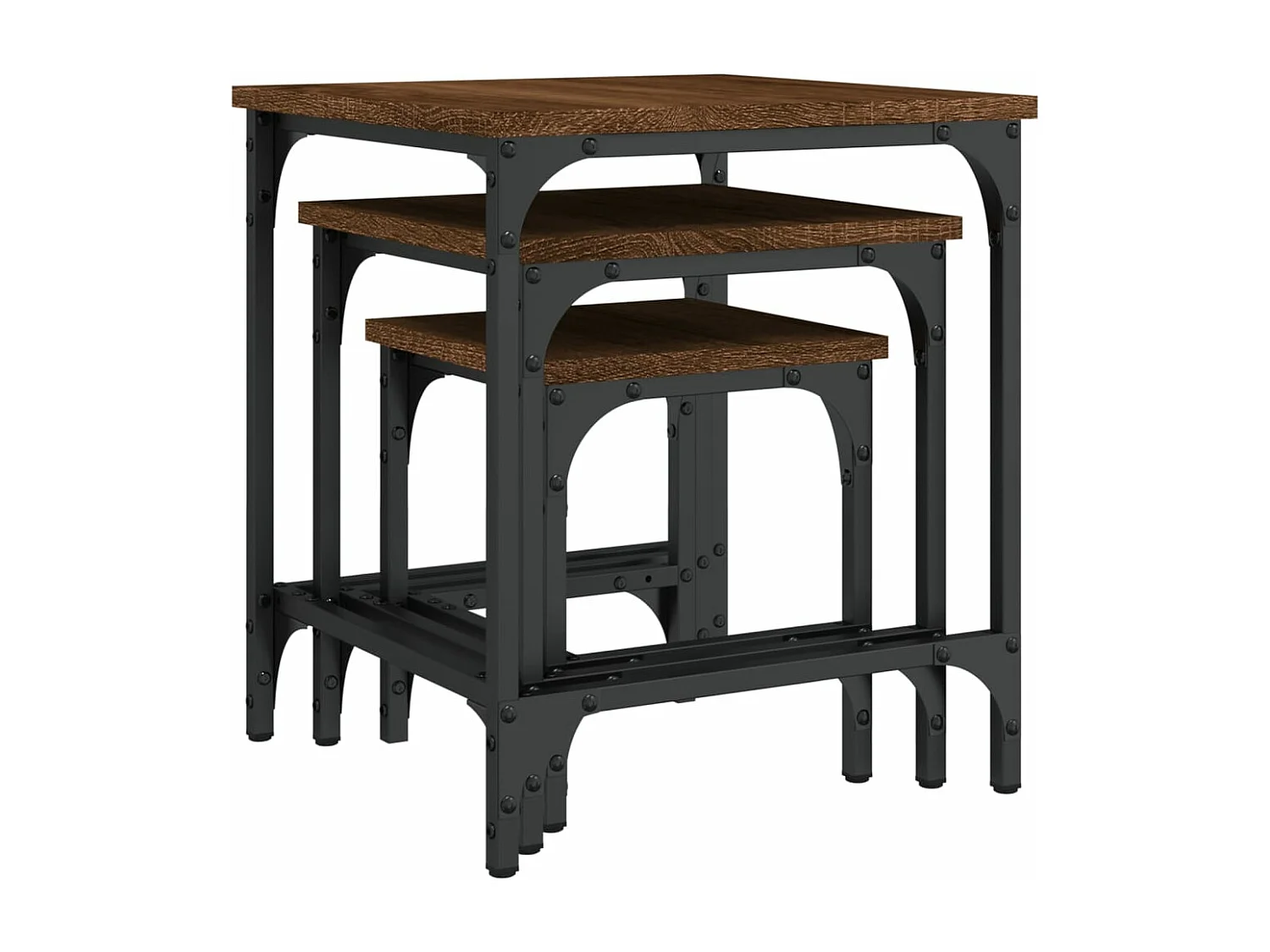 Tables basses gigognes 3 pcs chêne marron bois d'ingénierie