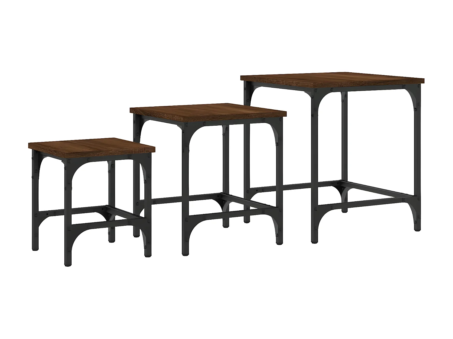 Tables basses gigognes 3 pcs chêne marron bois d'ingénierie