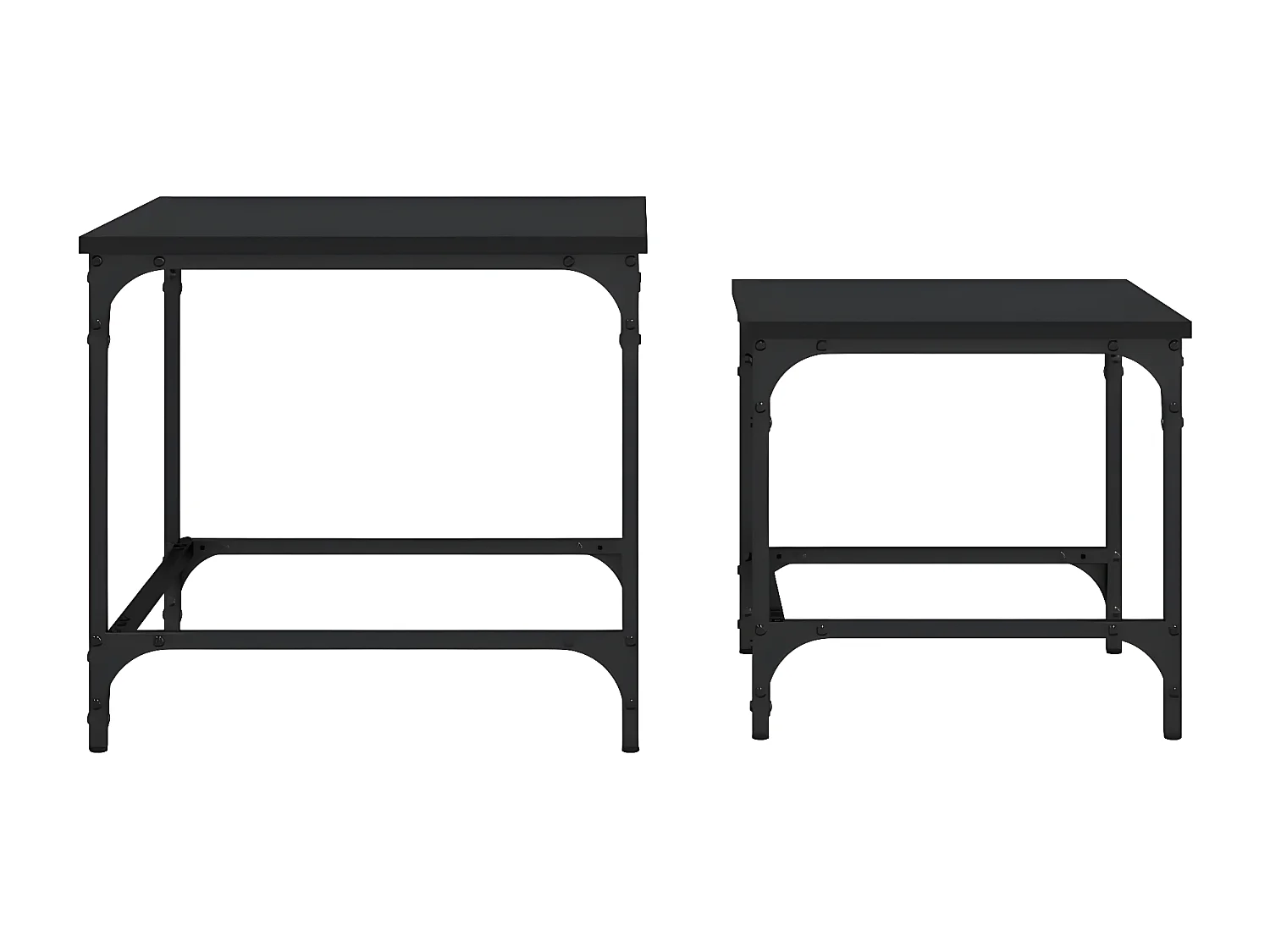 Tables basses gigognes 2 pcs noir bois d'ingénierie