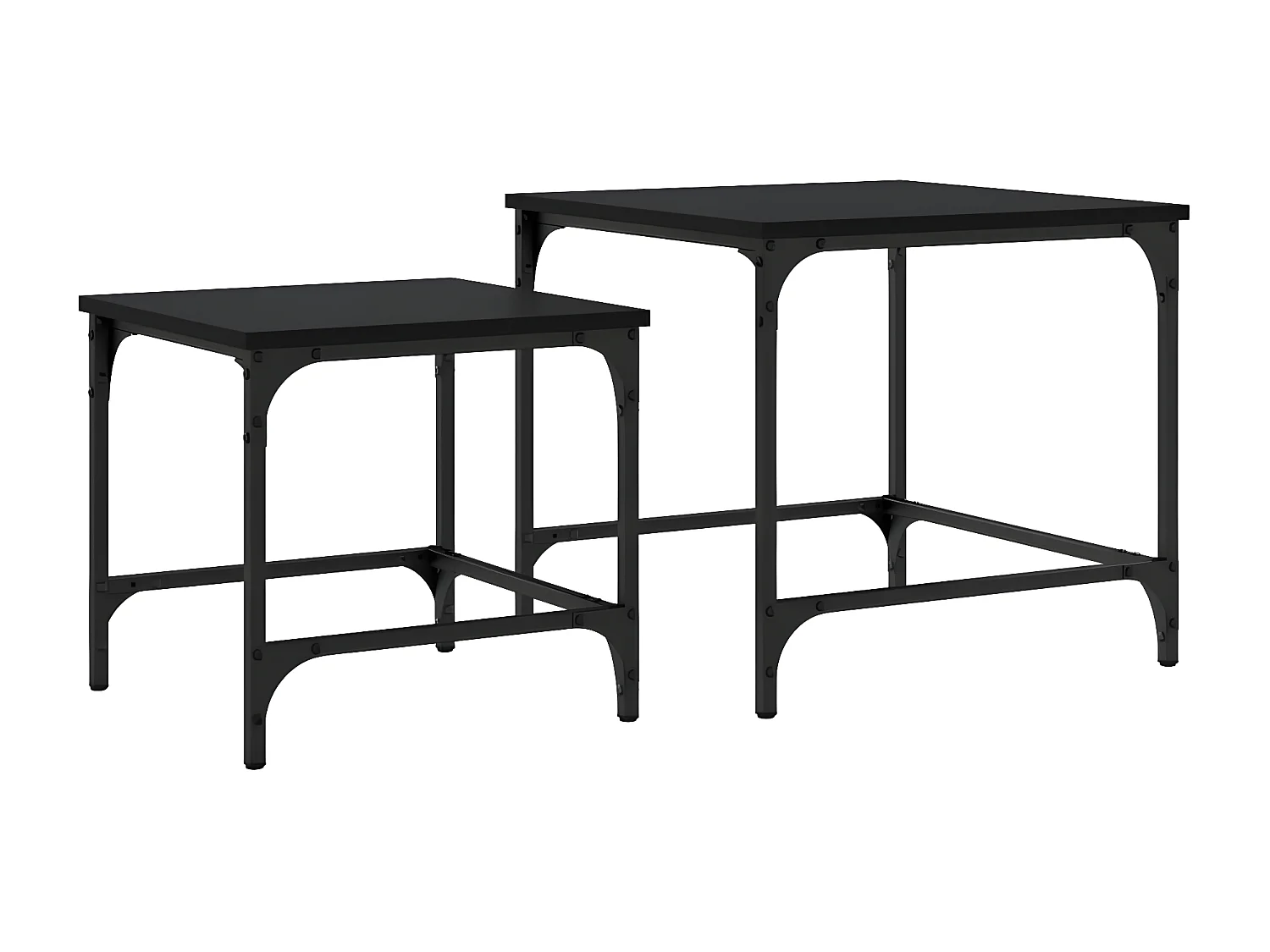 Tables basses gigognes 2 pcs noir bois d'ingénierie