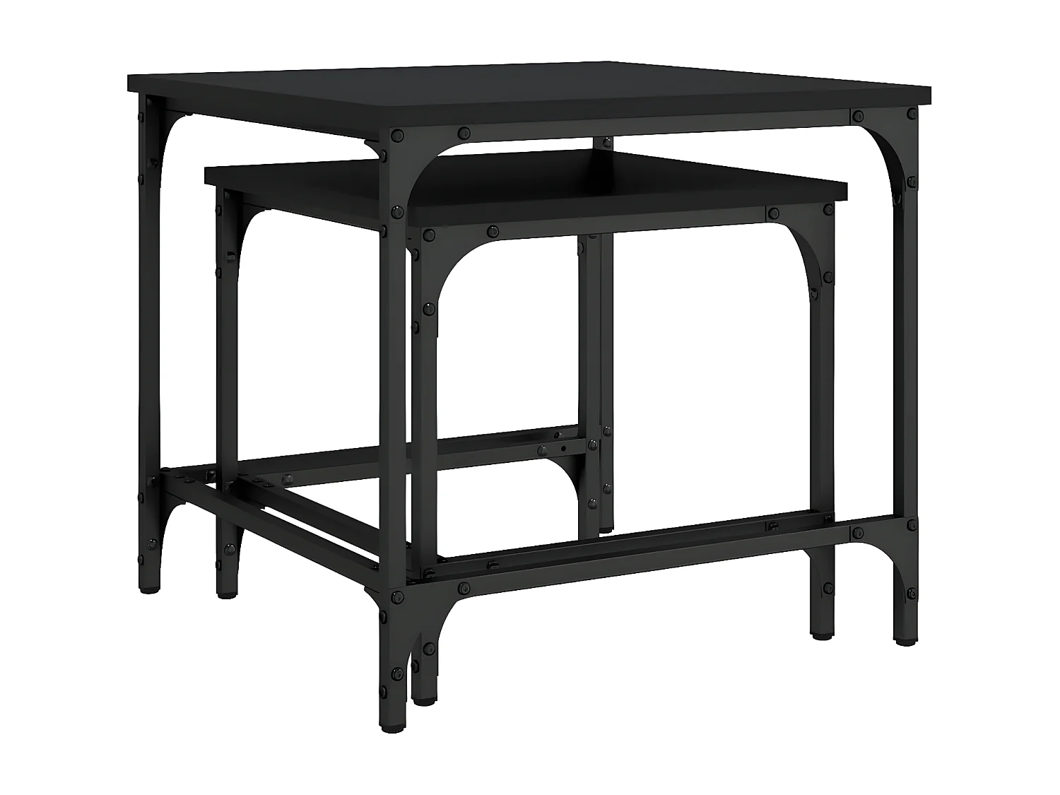 Tables basses gigognes 2 pcs noir bois d'ingénierie