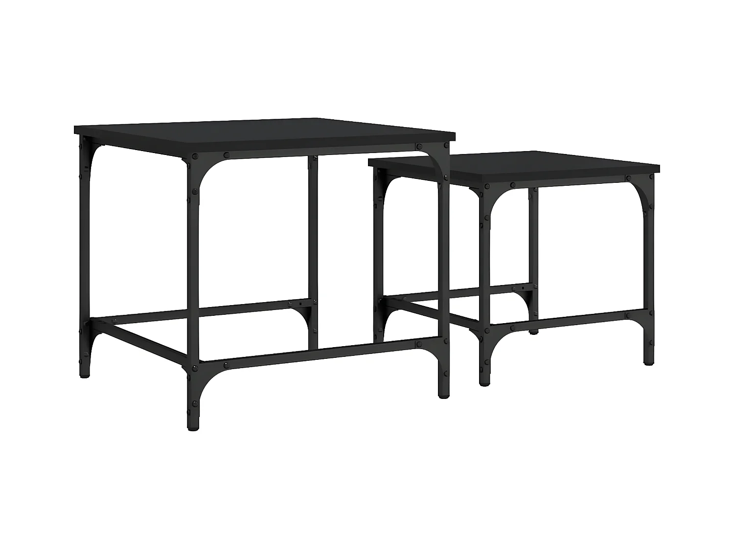Tables basses gigognes 2 pcs noir bois d'ingénierie