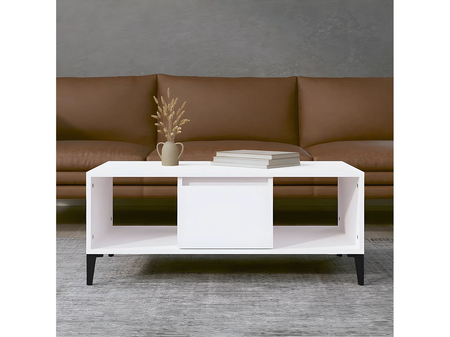 Table basse Blanc 90x50x36,5 Bois d'ingénierie