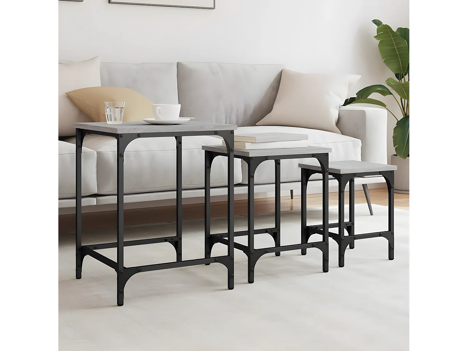 Tables basses gigognes 3 pcs sonoma gris bois d'ingénierie