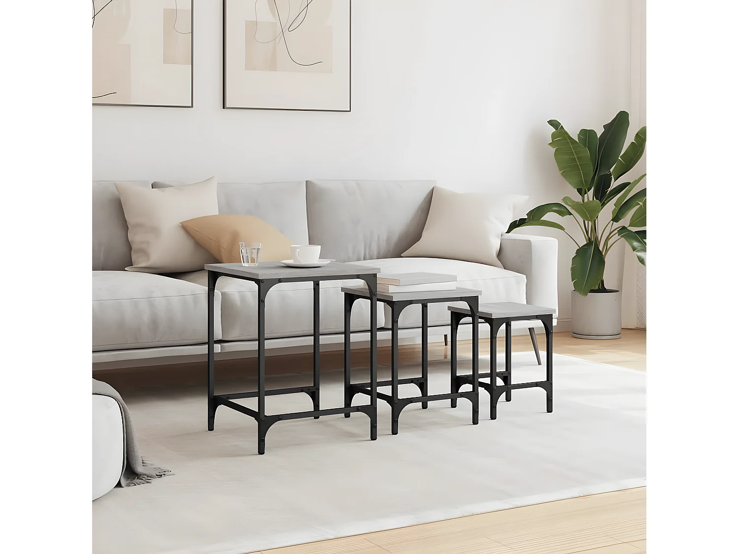 Tables basses gigognes 3 pcs sonoma gris bois d'ingénierie