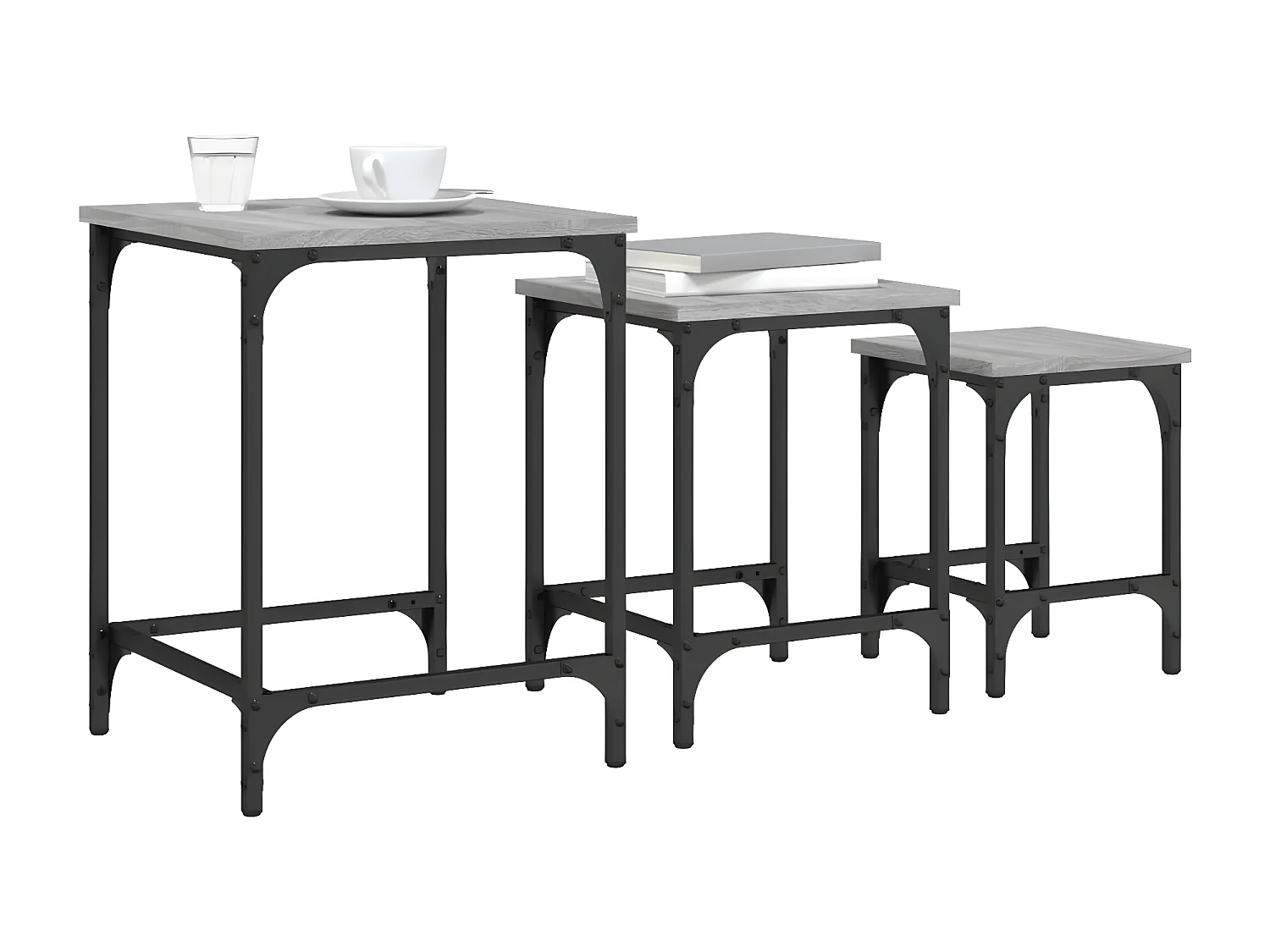 Tables basses gigognes 3 pcs sonoma gris bois d'ingénierie