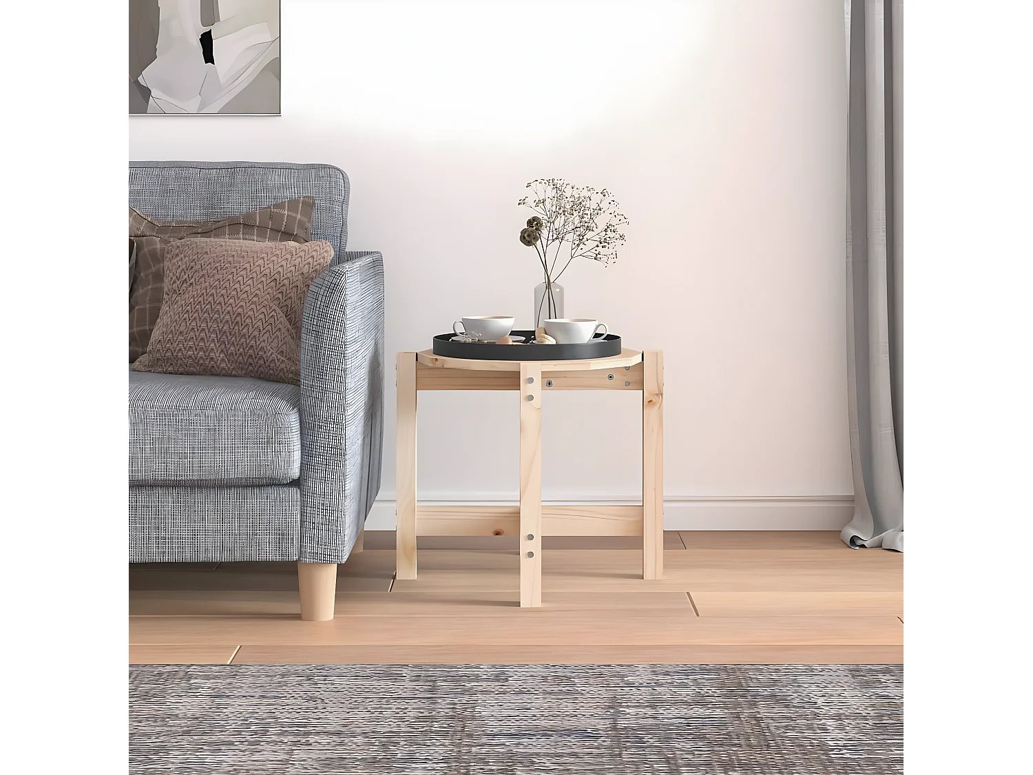 Table basse Ø 52,5x45 Bois massif de pin