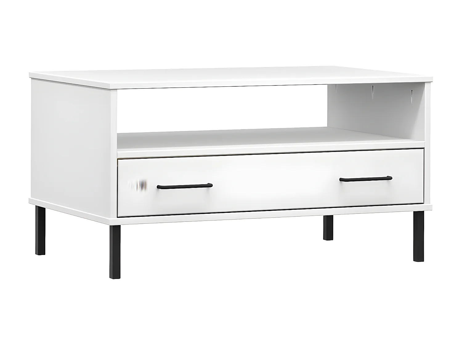 Table basse avec pieds en métal Blanc 85x50x45 Bois OSLO