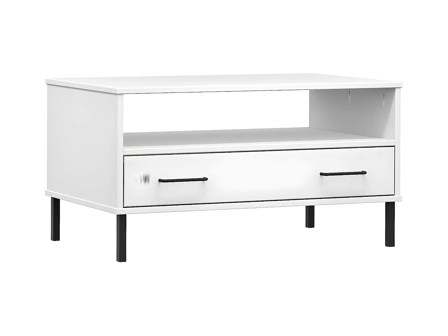 Table basse avec pieds en métal Blanc 85x50x45 Bois OSLO
