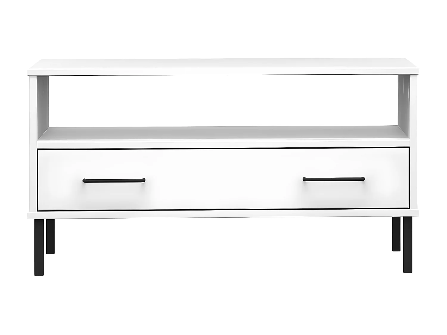 Table basse avec pieds en métal Blanc 85x50x45 Bois OSLO