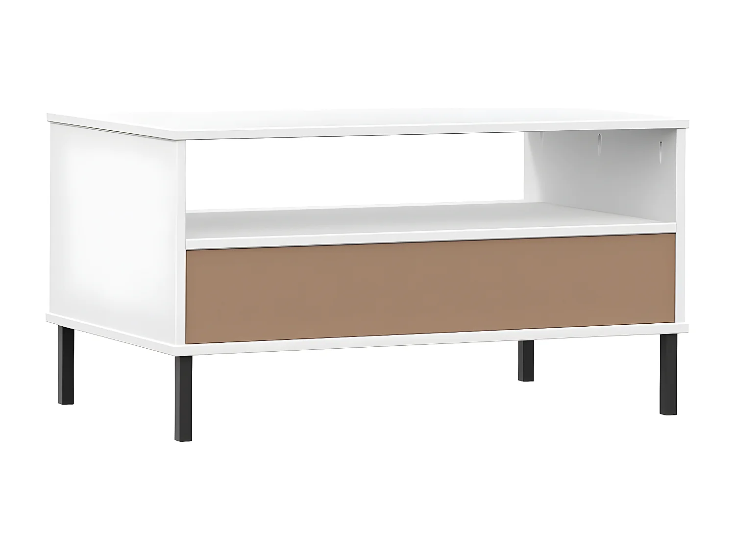 Table basse avec pieds en métal Blanc 85x50x45 Bois OSLO