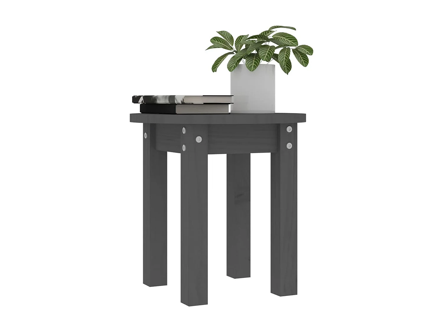 Table basse Gris Ø 35x35 Bois massif de pin