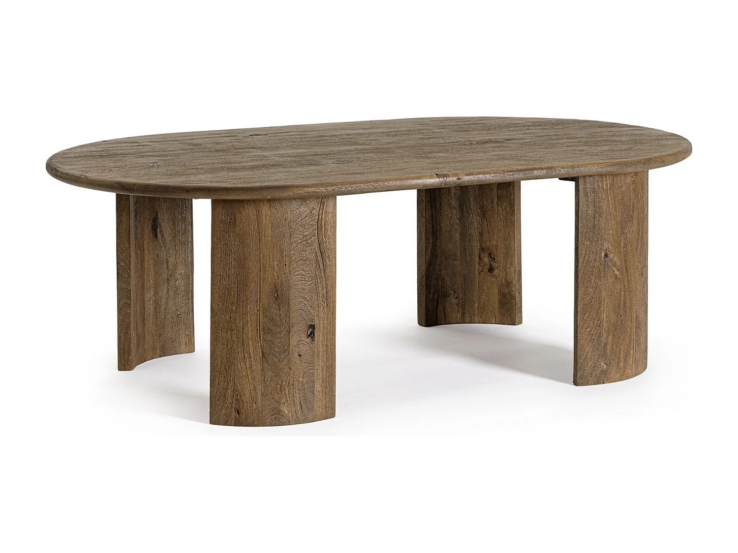 Table basse ovale en bois massif Orinda 130cm-Couleur Marron
