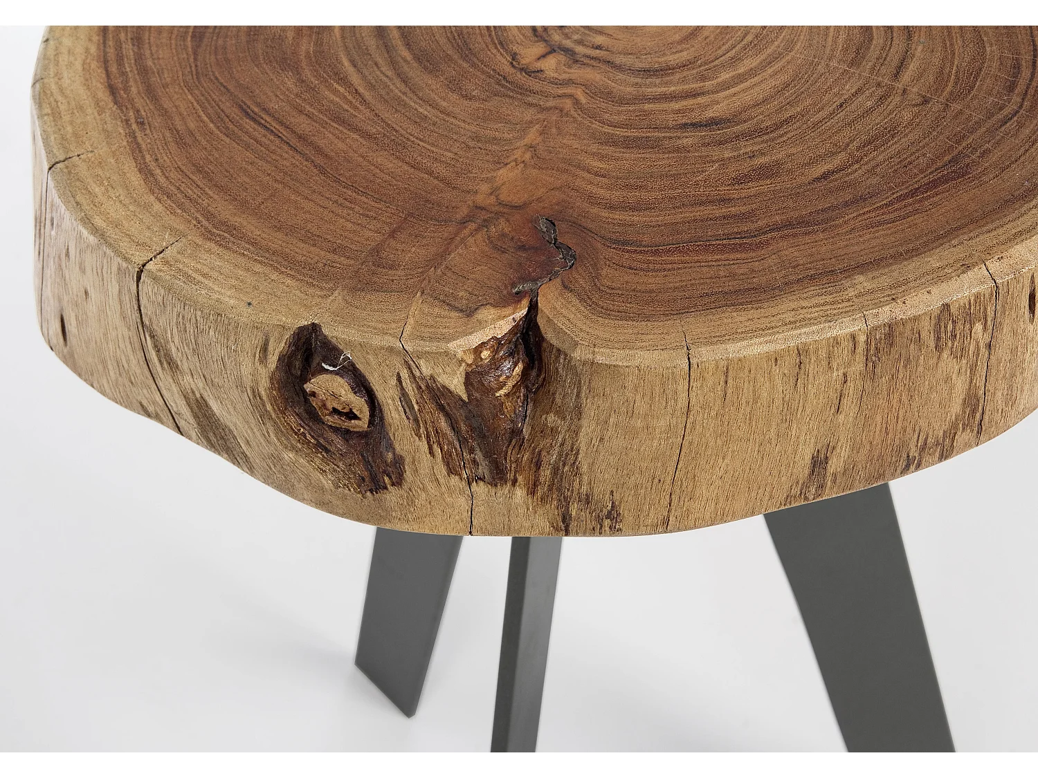 Table d'appoint ronde bois acacia naturel Denia - Lot de 2