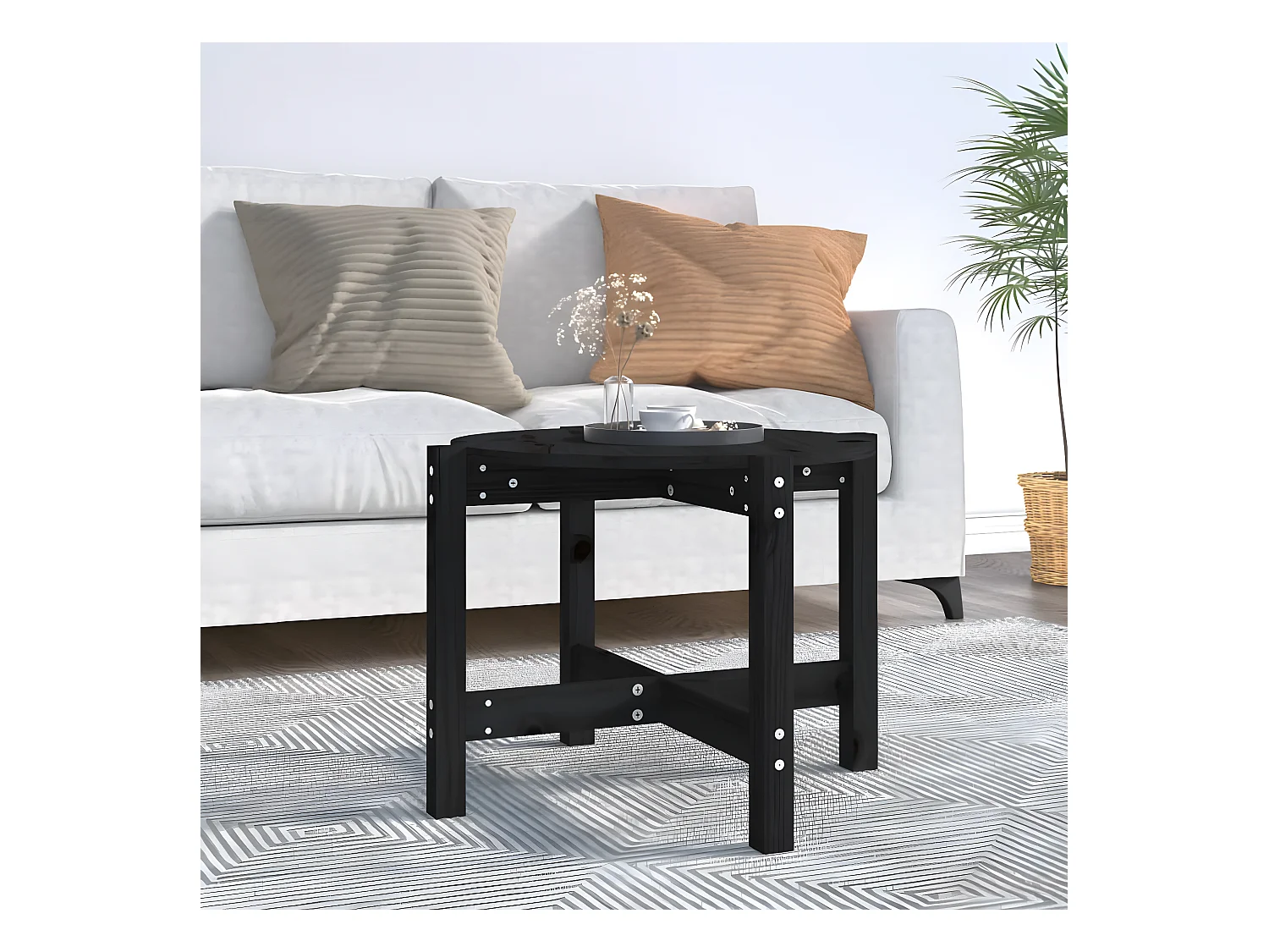 Salontafel Ø 62,5x45 cm massief grenenhout zwart