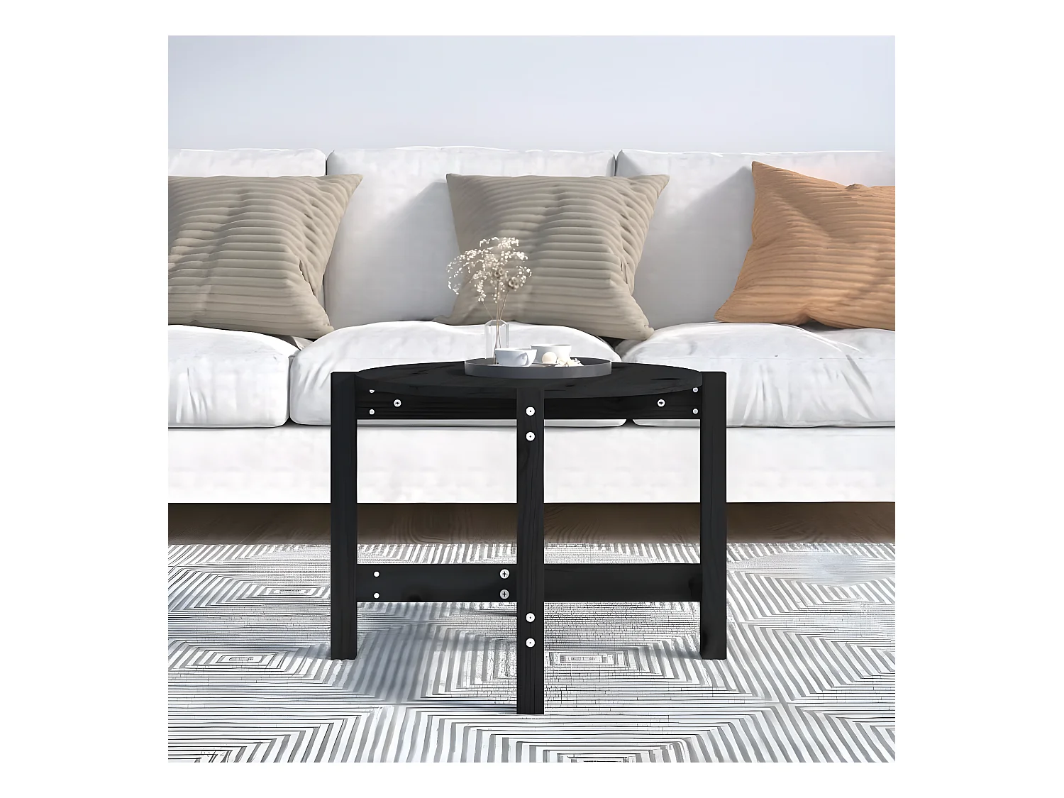 Salontafel Ø 62,5x45 cm massief grenenhout zwart