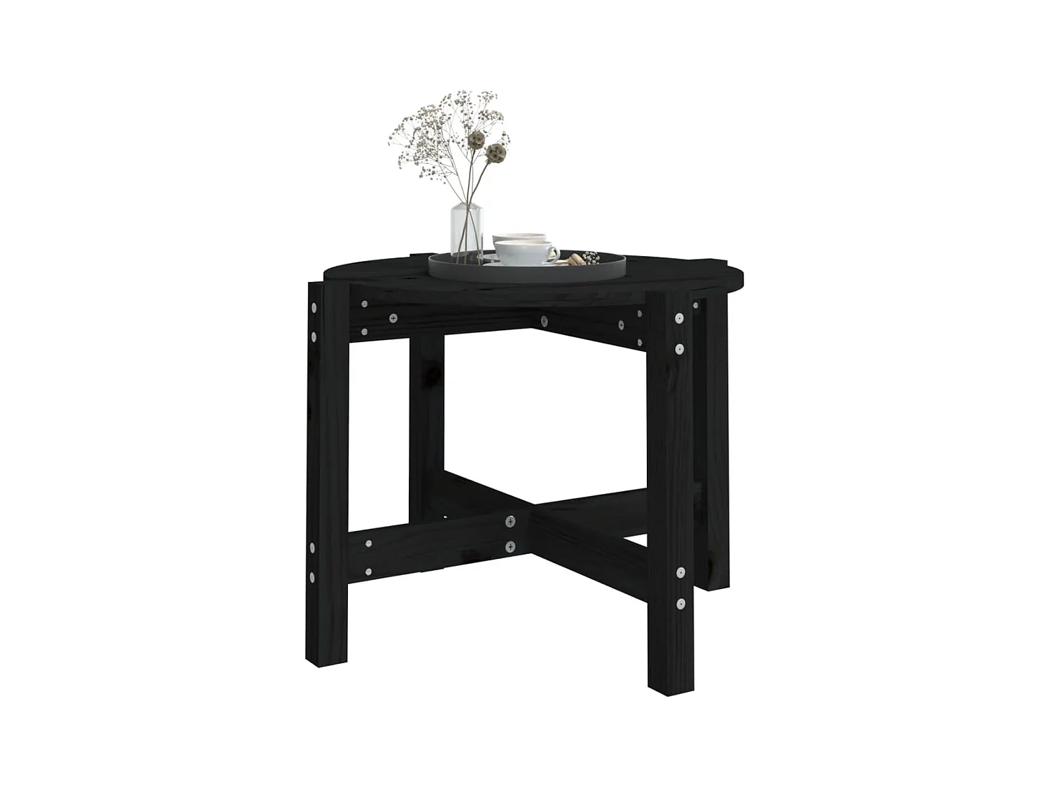 Salontafel Ø 62,5x45 cm massief grenenhout zwart