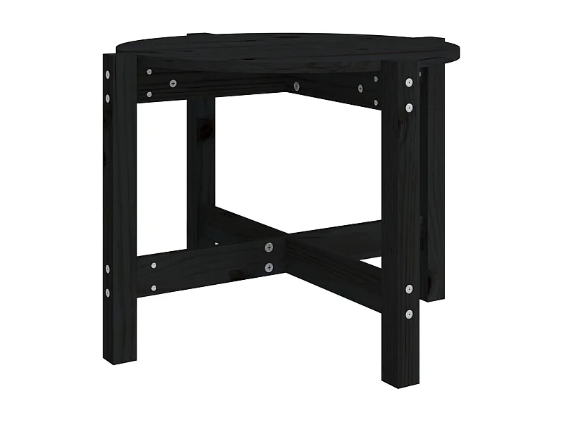 Table basse Noir Ø 62,5x45 Bois massif de pin