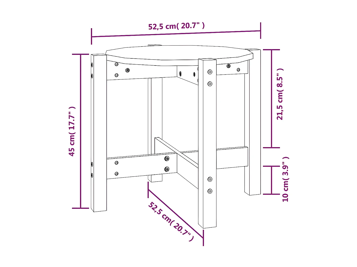 Table basse Noir Ø 52,5x45 Bois massif de pin