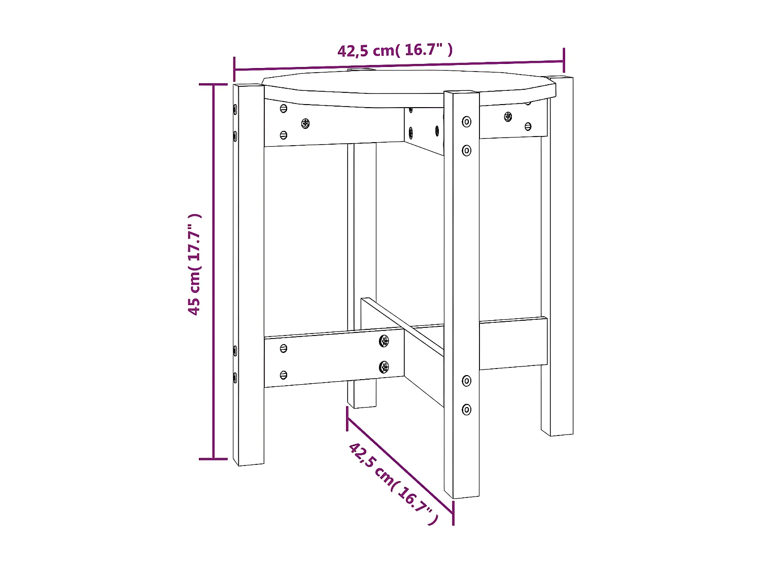 Table basse Blanc Ø 42,5x45 Bois massif de pin