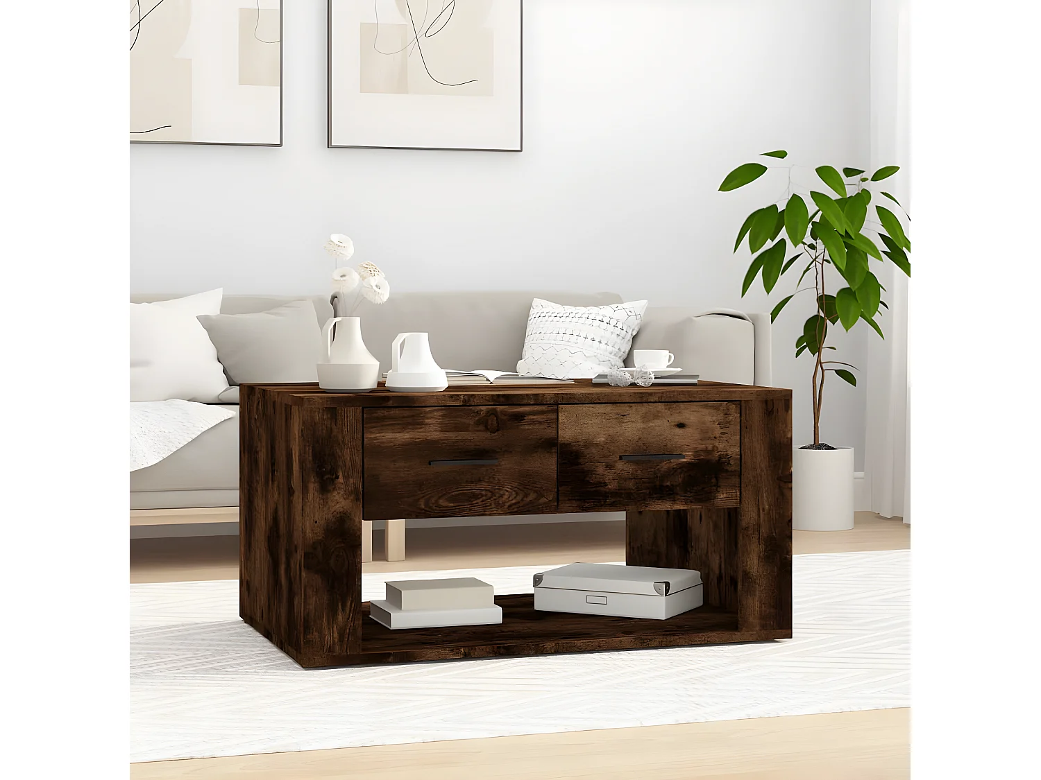 Table basse Chêne fumé 80x50x40 Bois d'ingénierie