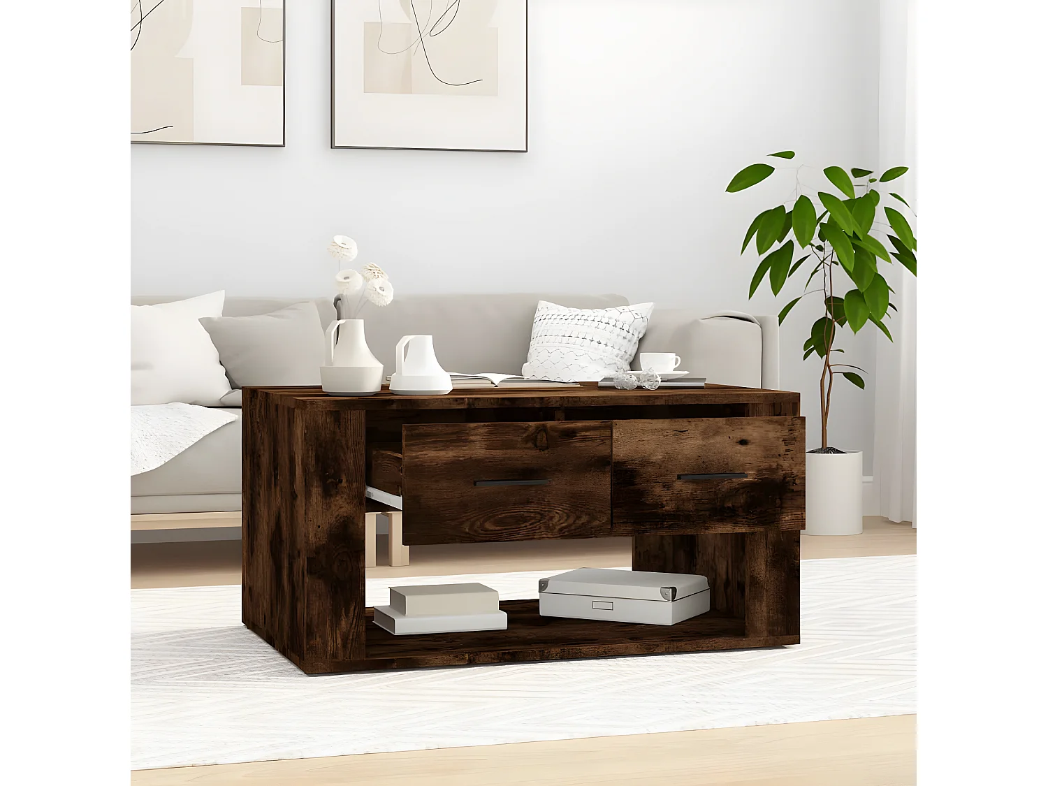 Table basse Chêne fumé 80x50x40 Bois d'ingénierie