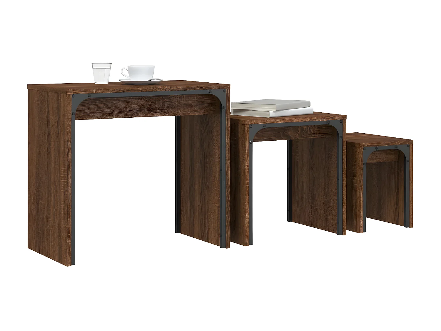 Tables basses gigognes 3 pcs chêne marron bois d'ingénierie