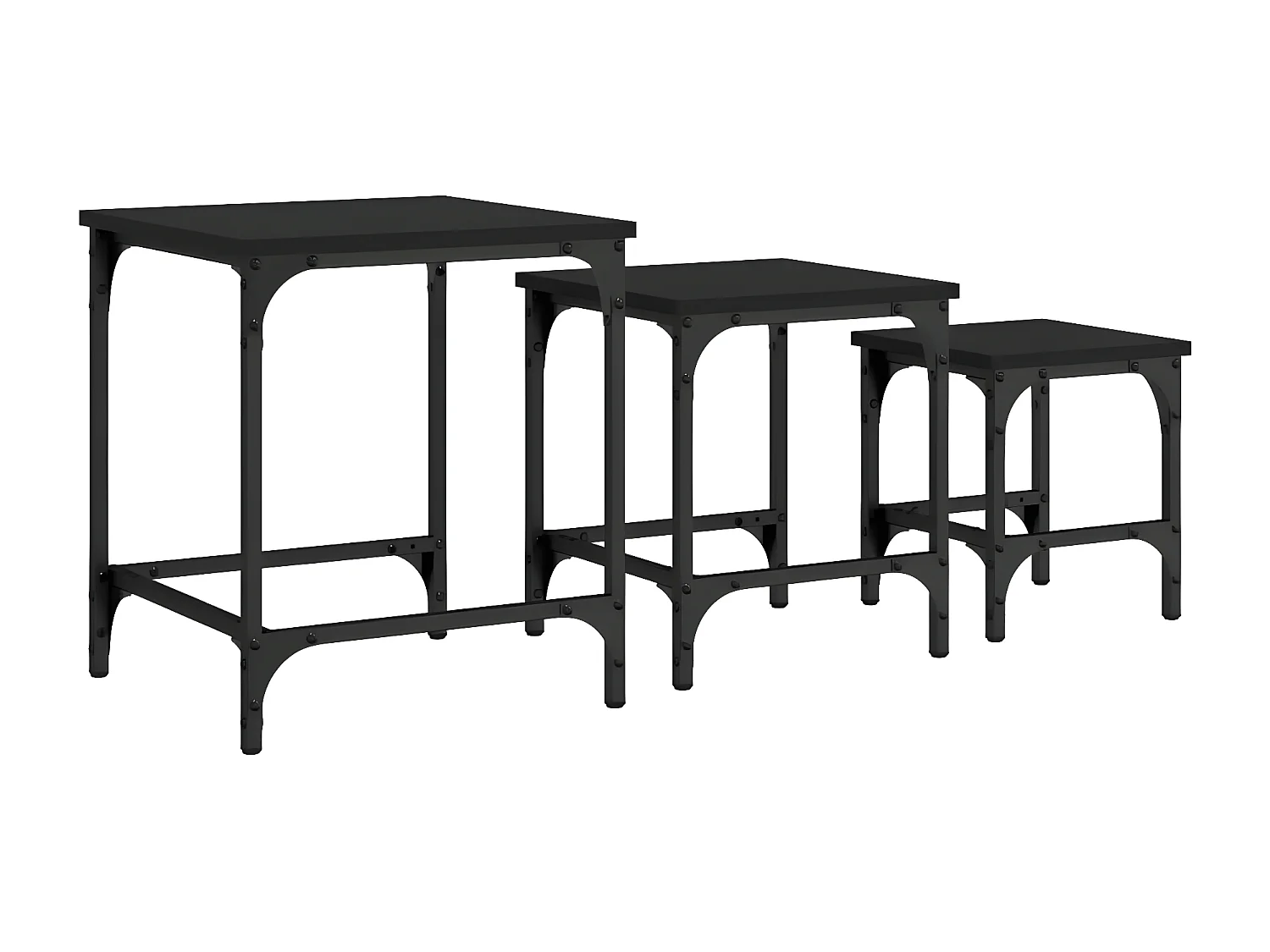 Tables basses gigognes 3 pcs noir bois d'ingénierie