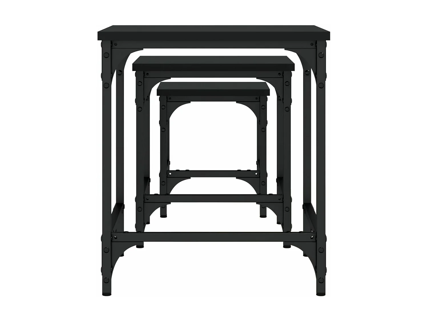 Tables basses gigognes 3 pcs noir bois d'ingénierie