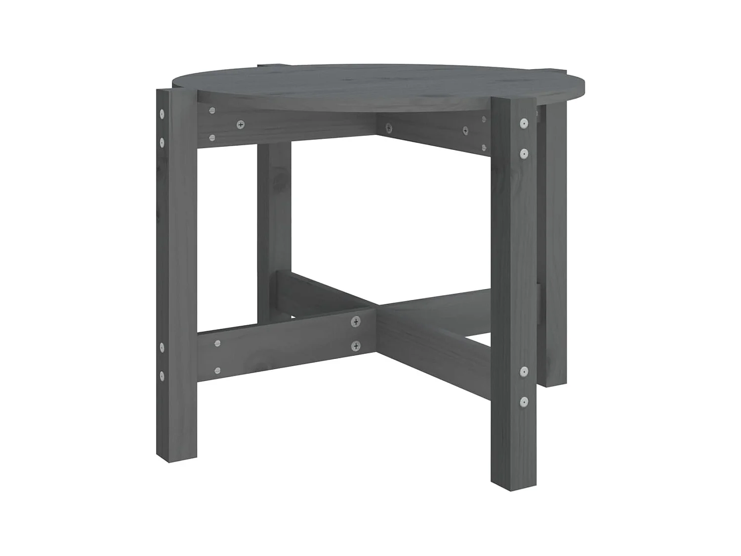 Table basse Gris Ø 62,5x45 Bois massif de pin