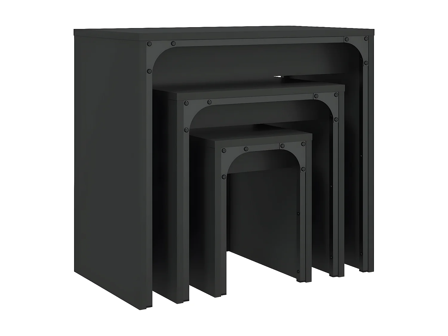 Tables basses gigognes 3 pcs noir bois d'ingénierie