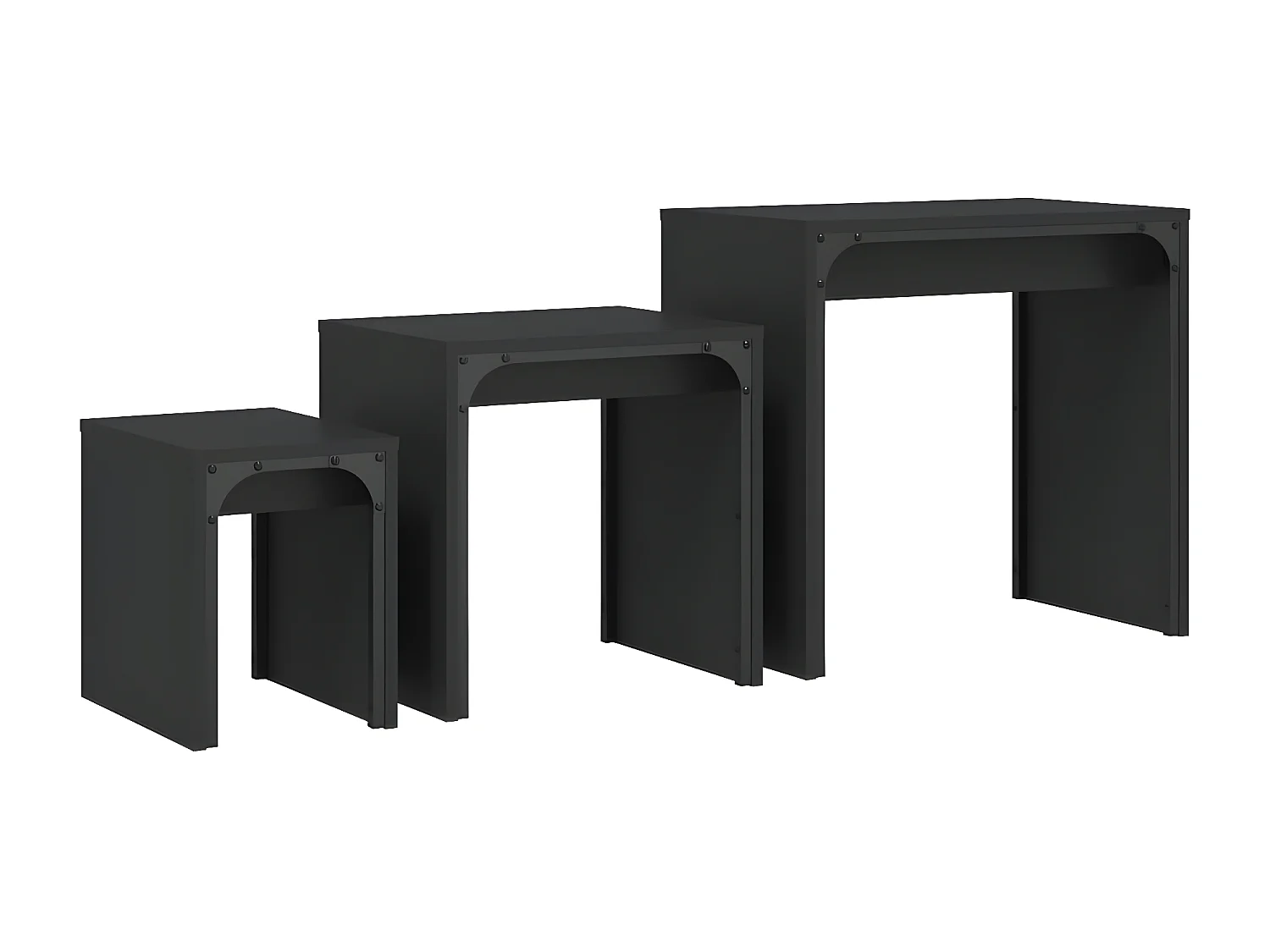 Tables basses gigognes 3 pcs noir bois d'ingénierie