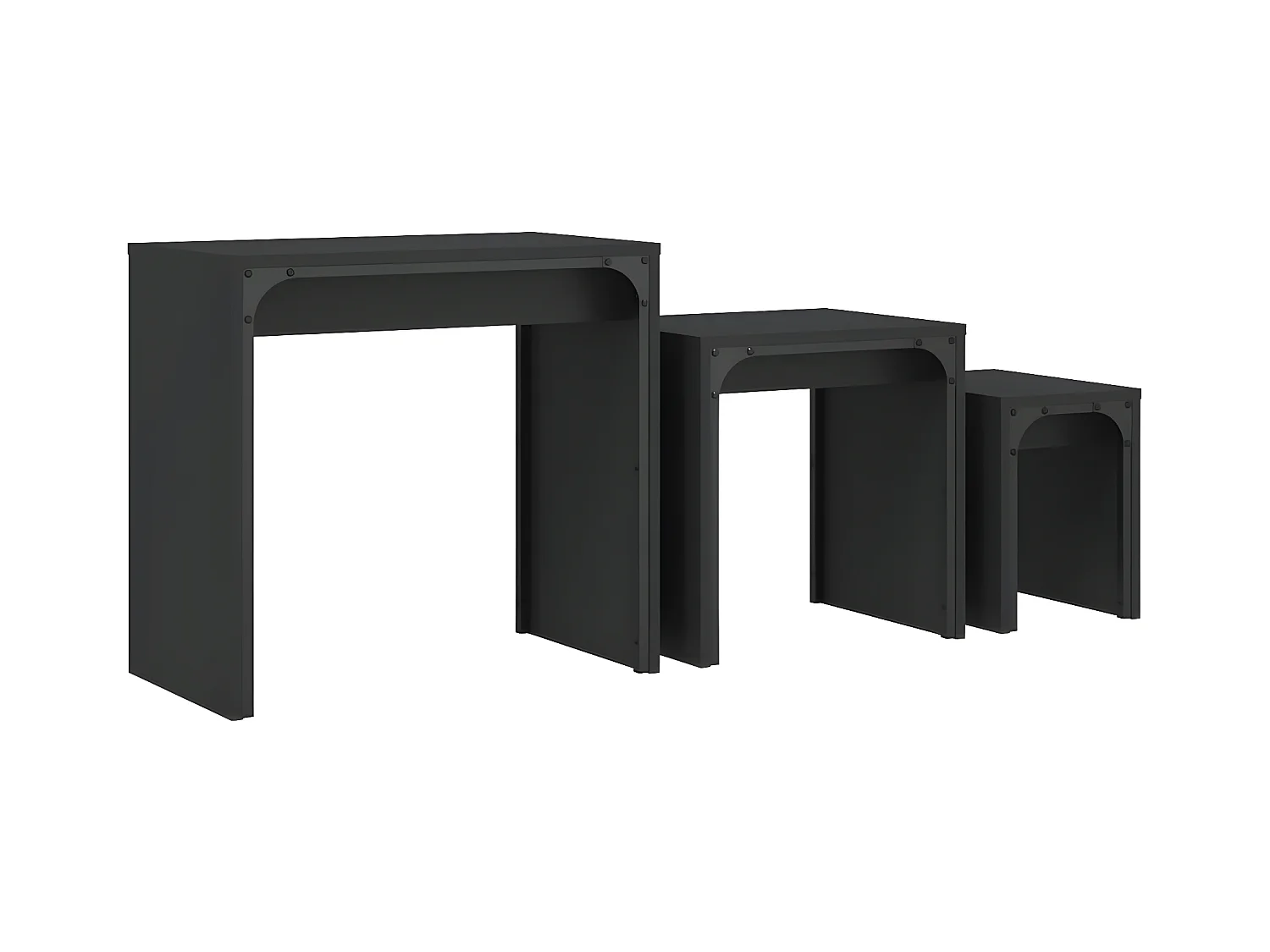 Tables basses gigognes 3 pcs noir bois d'ingénierie