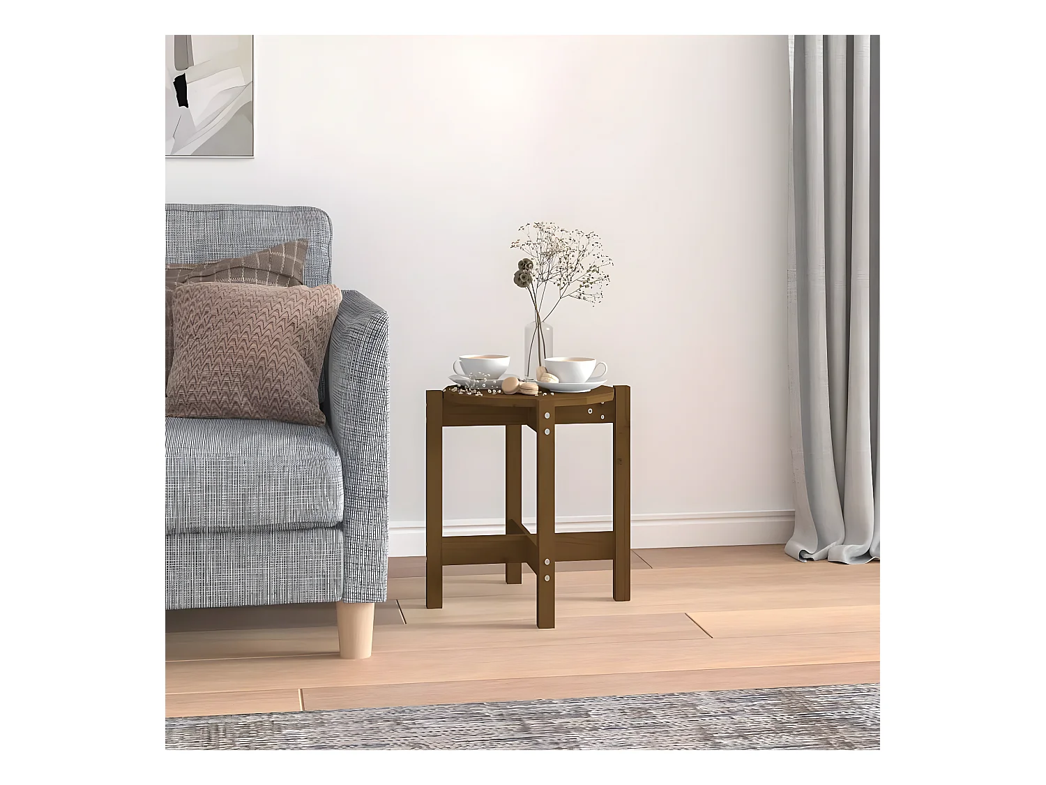 Salontafel Ø 42,5x45 cm massief grenenhout honingbruin