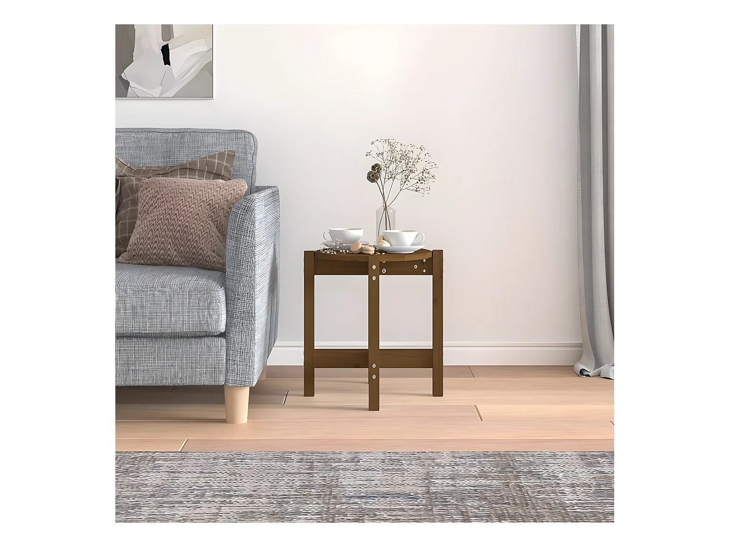 Salontafel Ø 42,5x45 cm massief grenenhout honingbruin