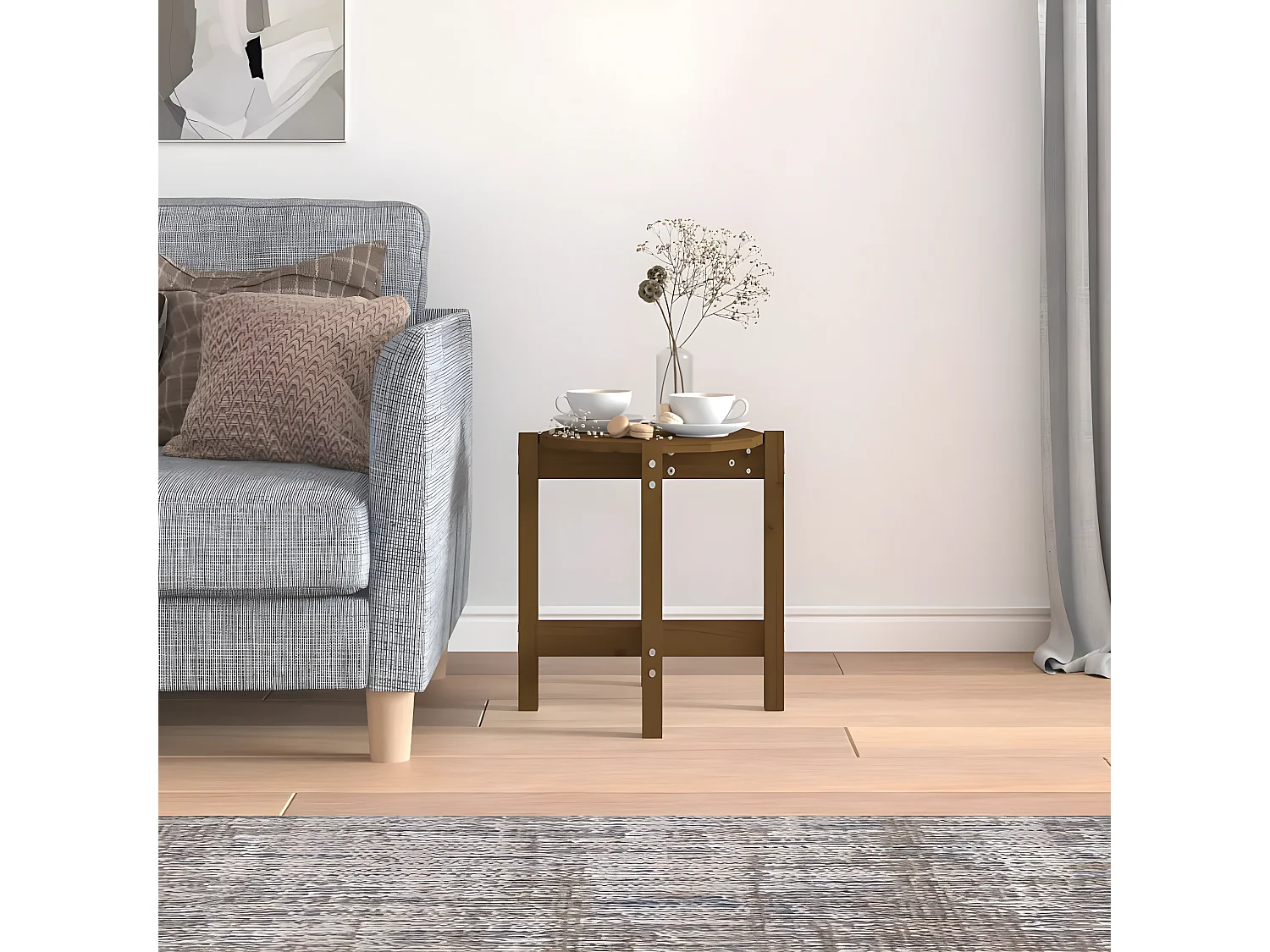 Salontafel Ø 42,5x45 cm massief grenenhout honingbruin