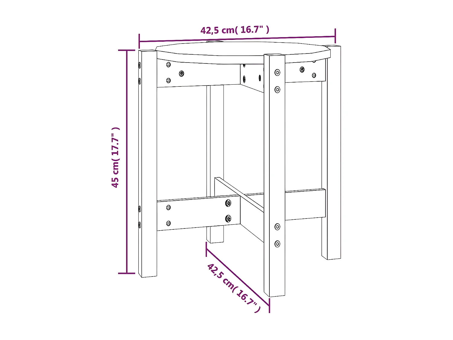 Salontafel Ø 42,5x45 cm massief grenenhout honingbruin