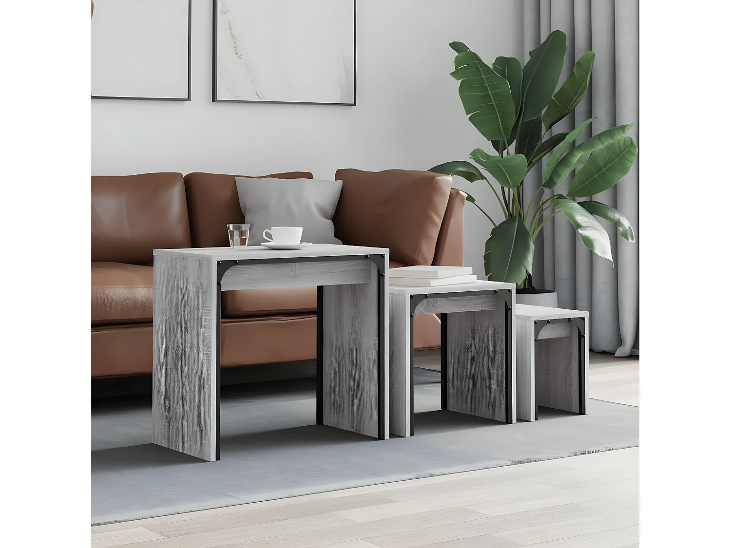Tables basses gigognes 3 pcs sonoma gris bois d'ingénierie