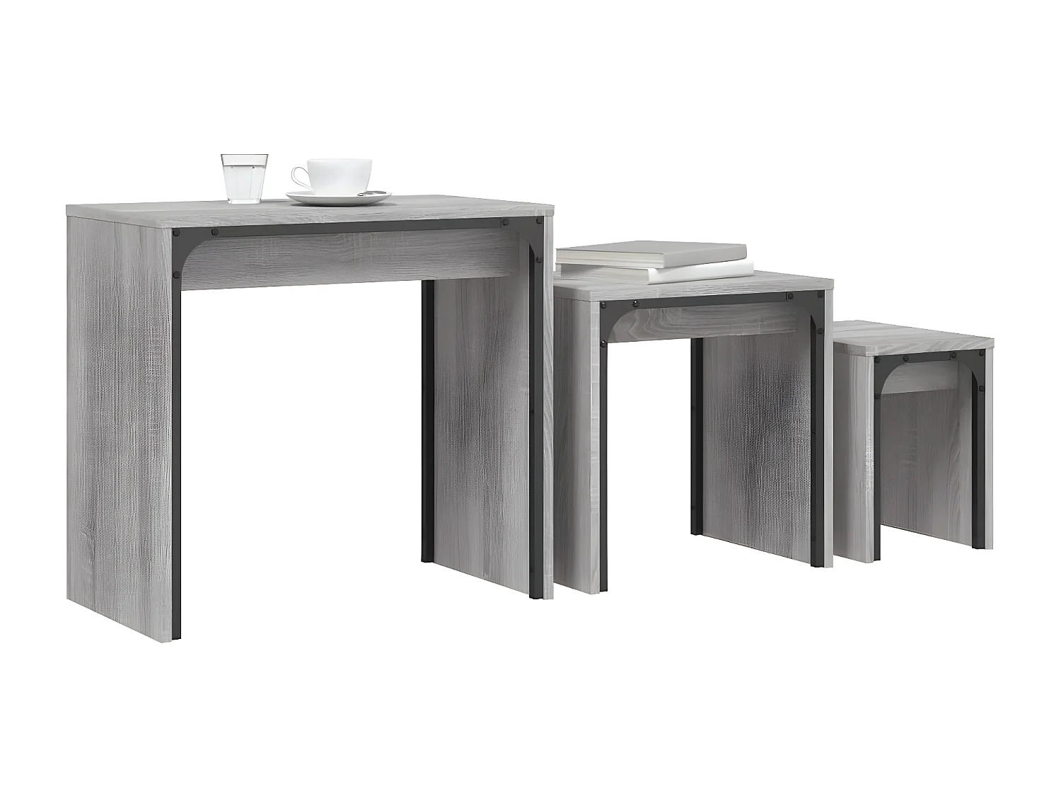 Tables basses gigognes 3 pcs sonoma gris bois d'ingénierie