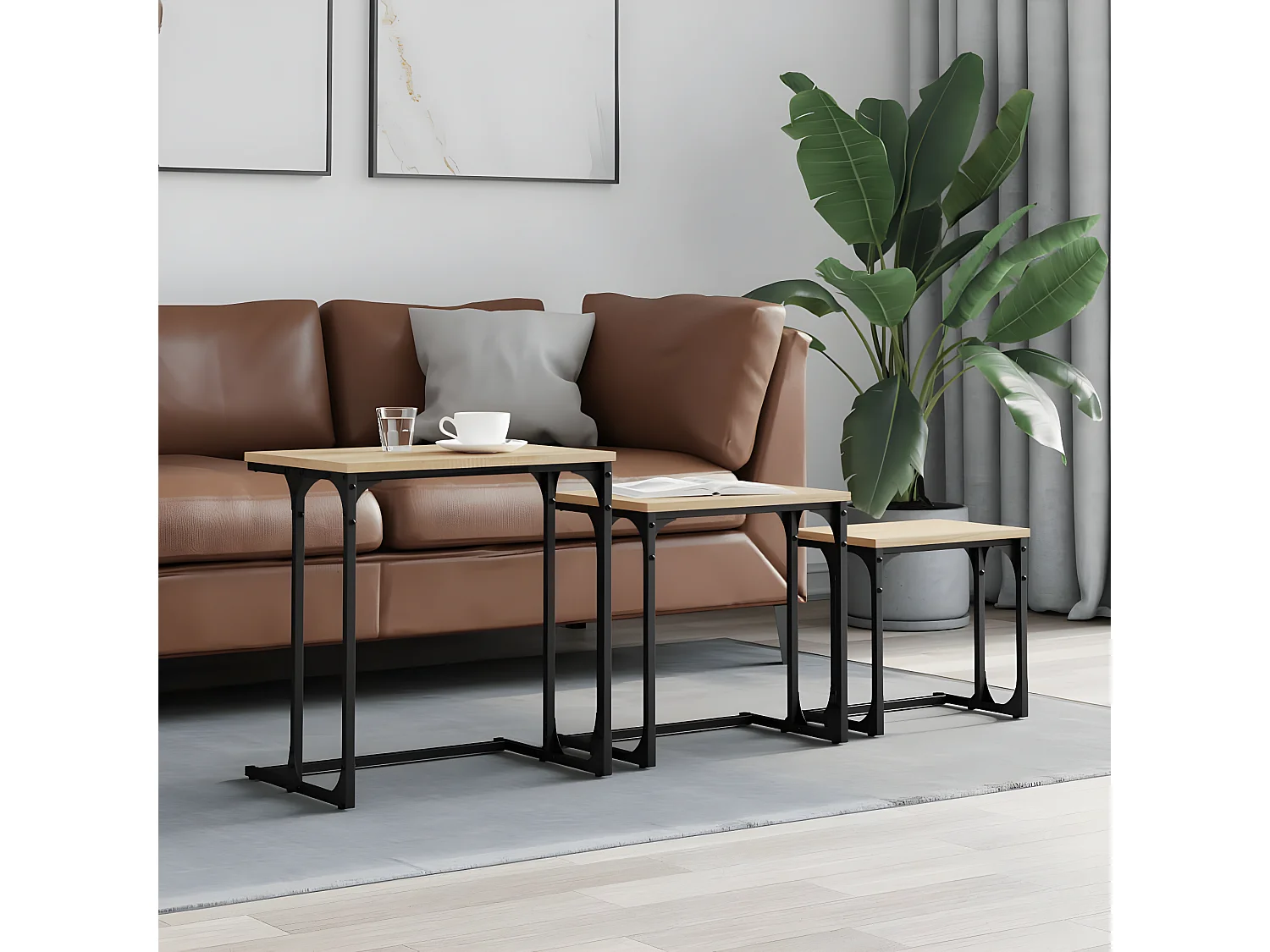 Tables basses gigognes 3 pcs chêne sonoma bois d'ingénierie