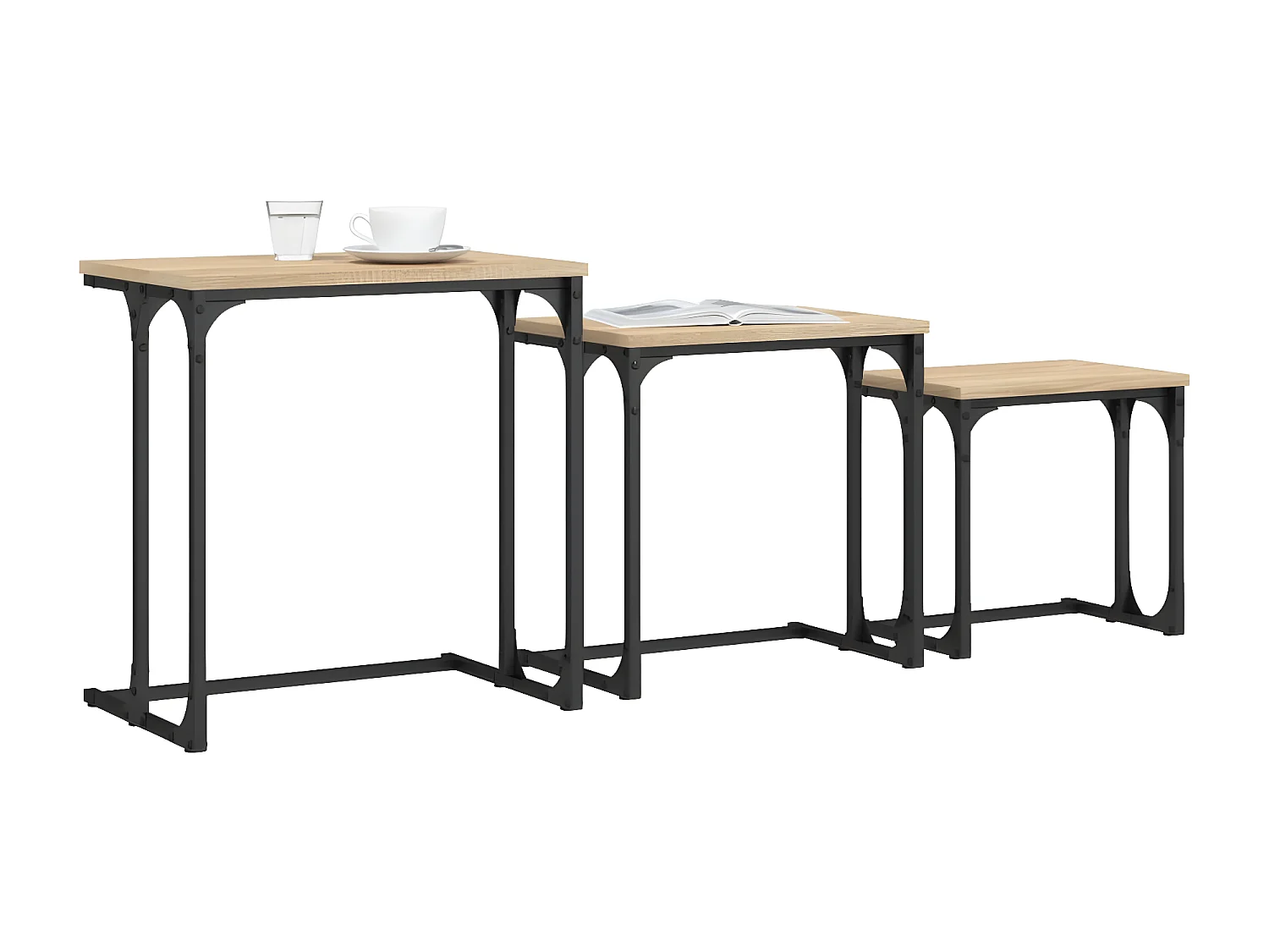 Tables basses gigognes 3 pcs chêne sonoma bois d'ingénierie