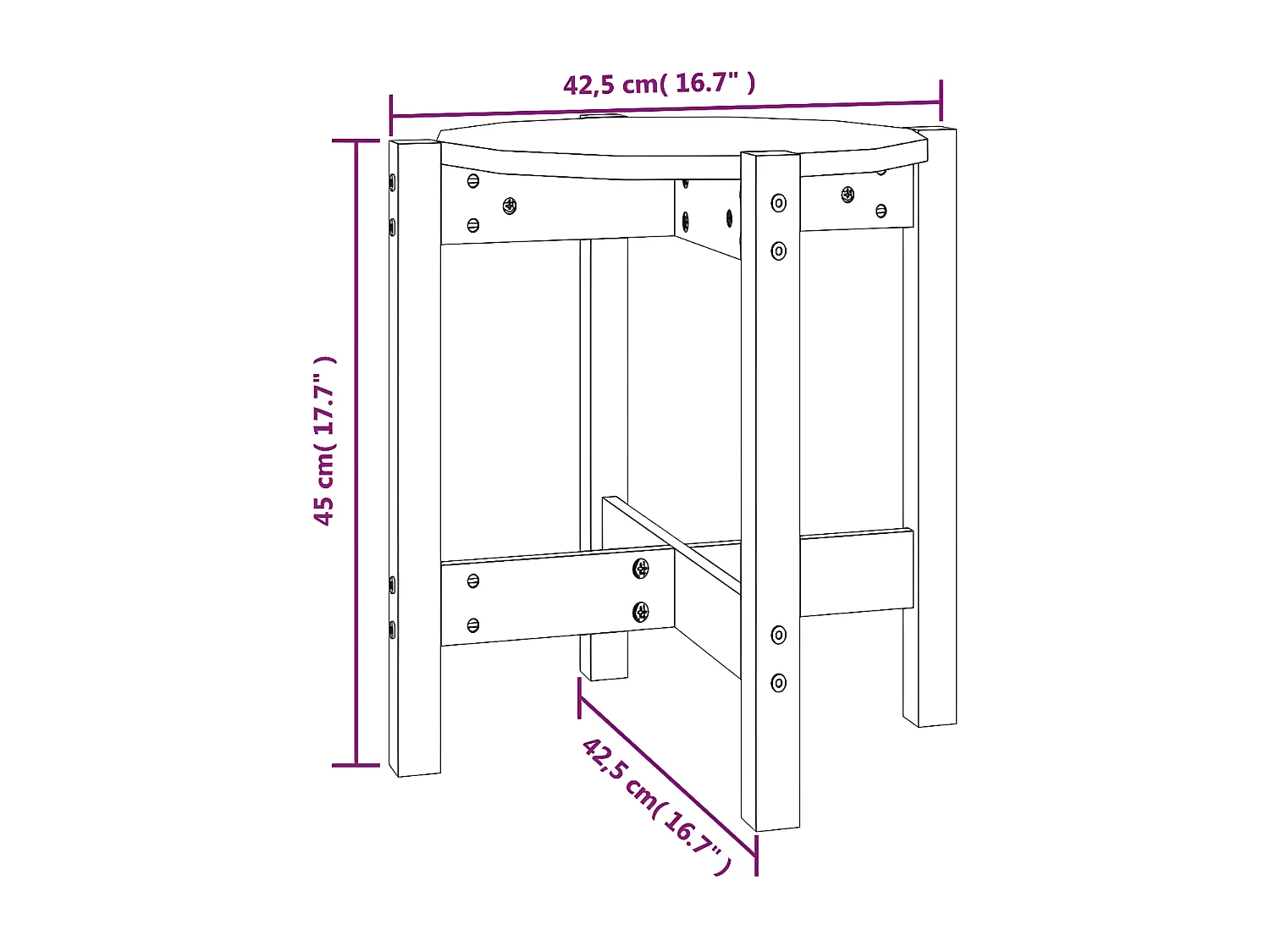 Table basse Ø 42,5x45 Bois massif de pin