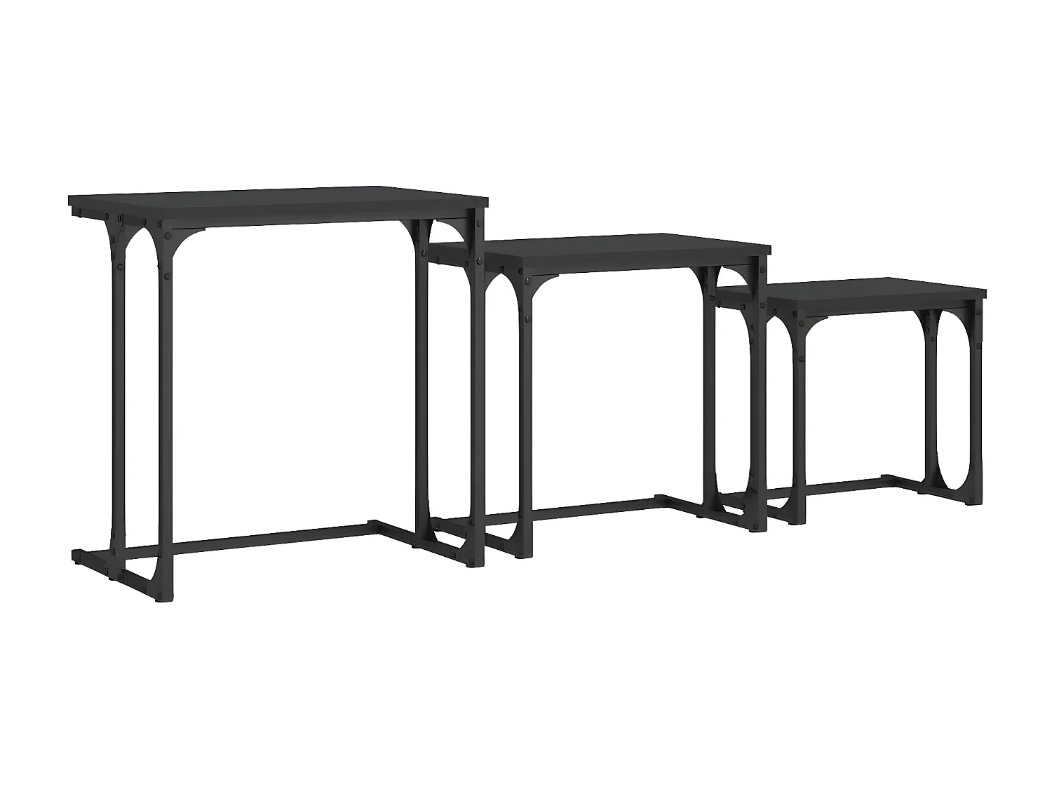 Tables basses gigognes 3 pcs noir bois d'ingénierie