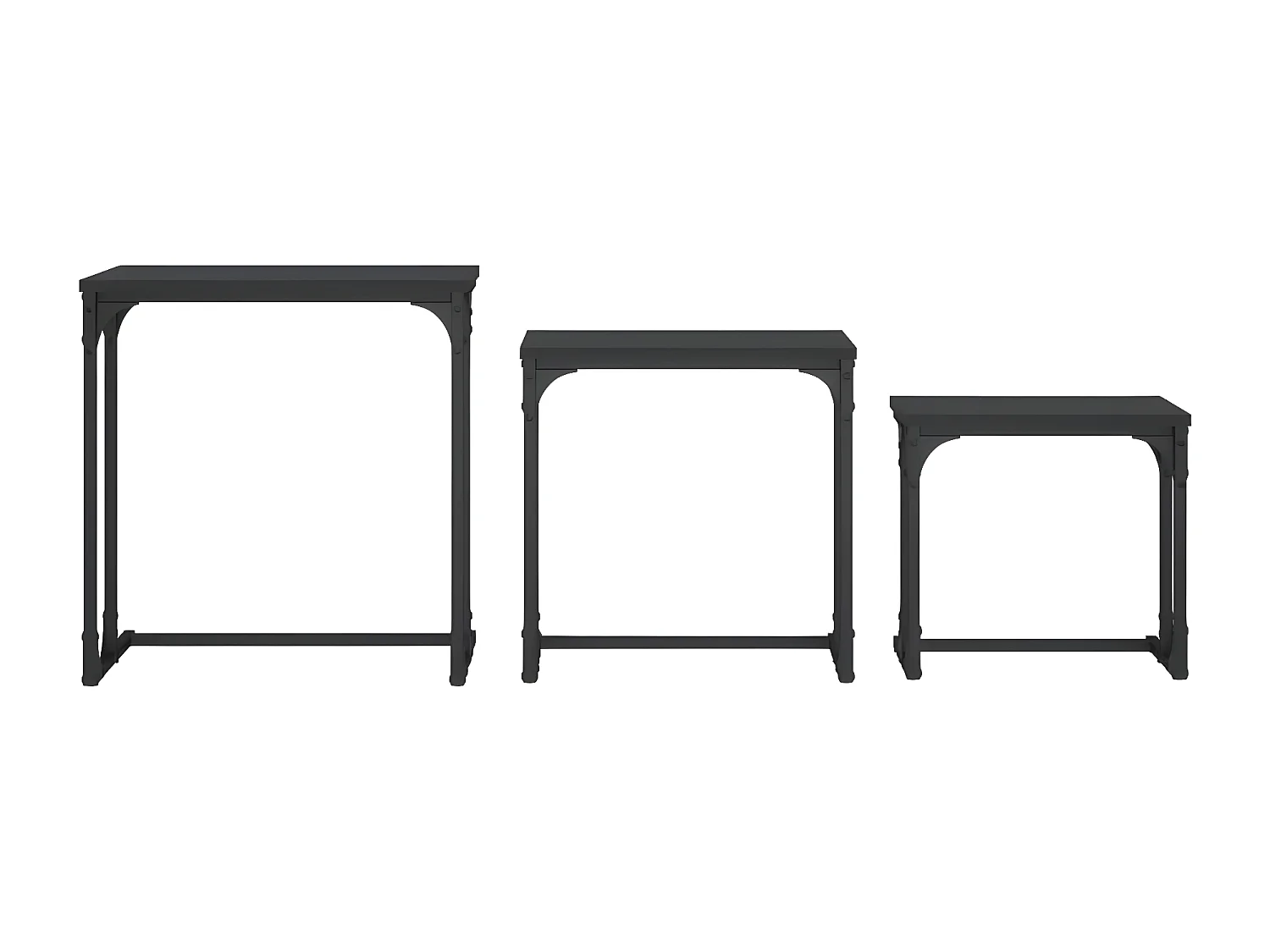 Tables basses gigognes 3 pcs noir bois d'ingénierie