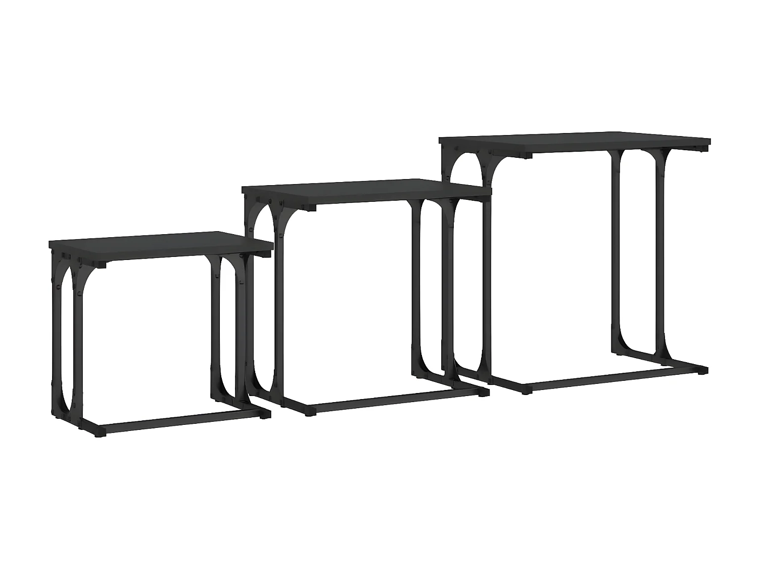 Tables basses gigognes 3 pcs noir bois d'ingénierie