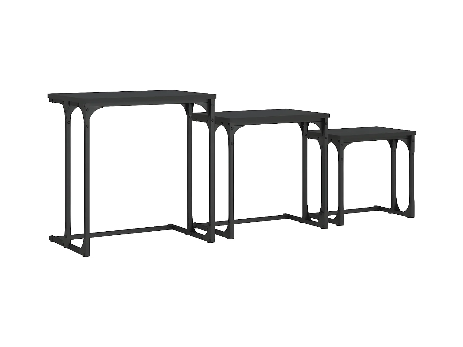 Tables basses gigognes 3 pcs noir bois d'ingénierie