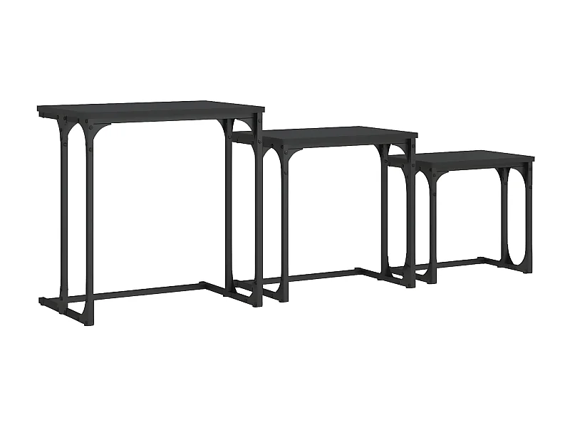 Tables basses gigognes 3 pcs noir bois d'ingénierie