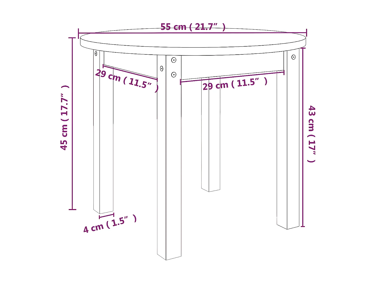 Table basse Marron miel Ø 55x45 Bois massif de pin