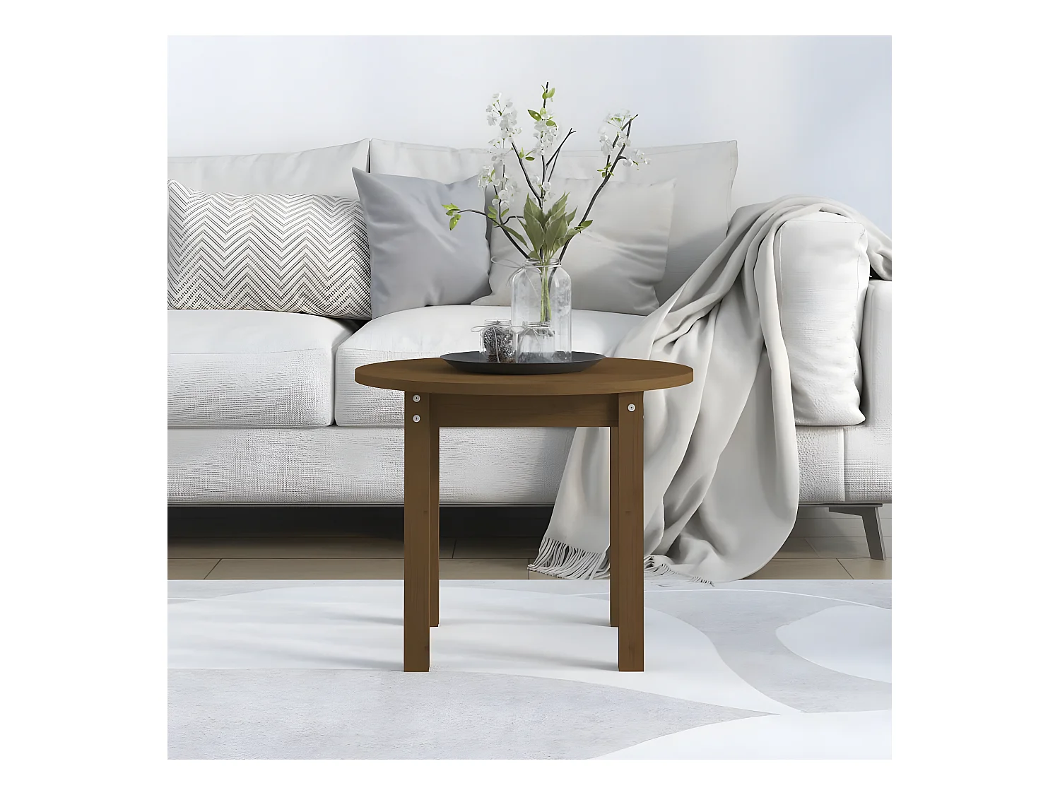 Table basse Marron miel Ø 55x45 Bois massif de pin