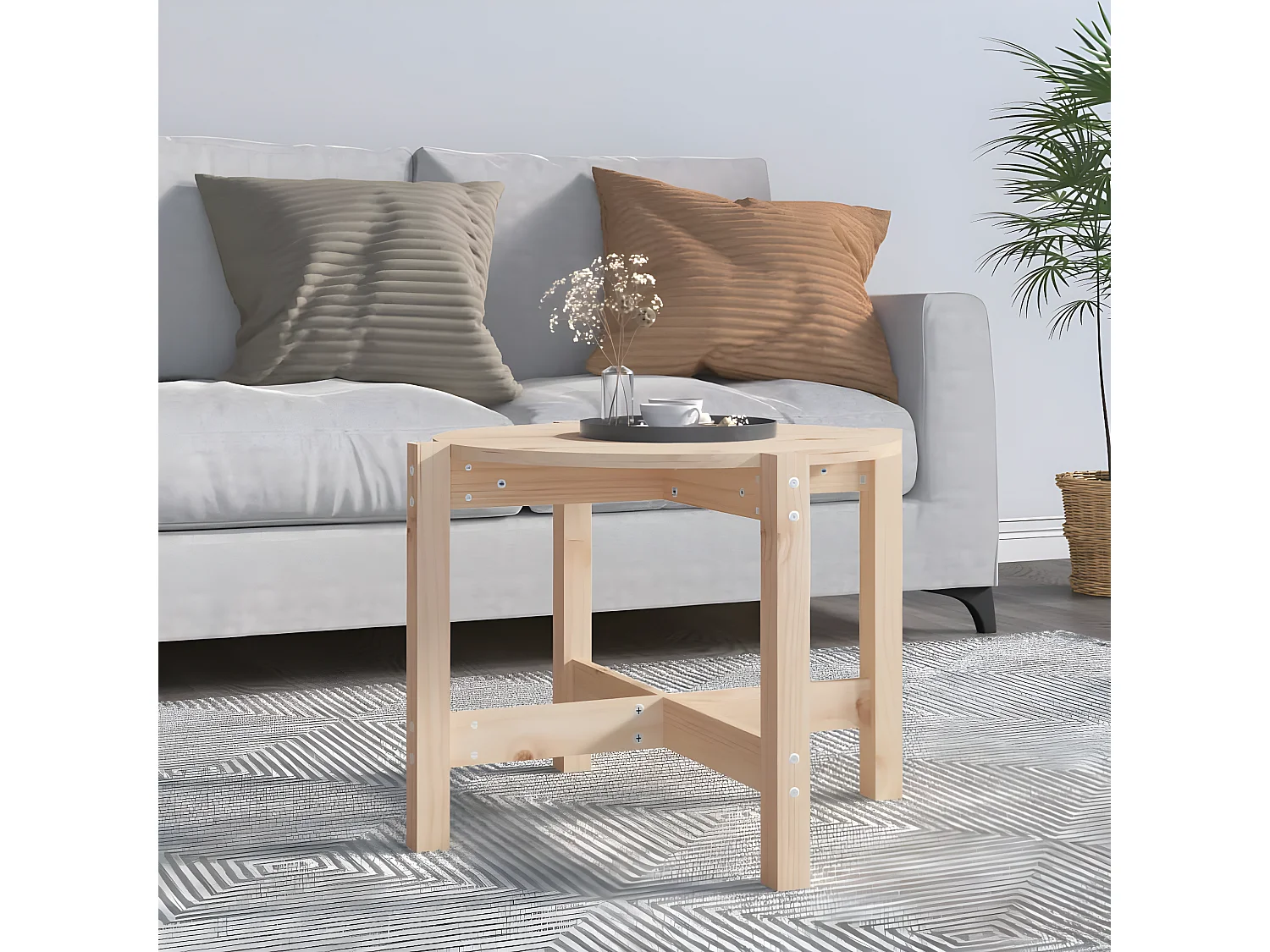 Table basse Ø 62,5x45 Bois massif de pin